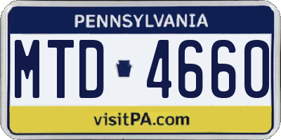 PA license plate MTD4660