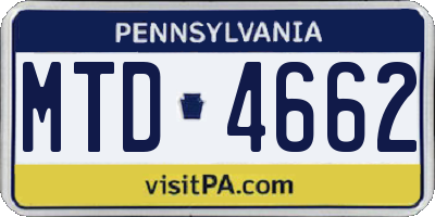 PA license plate MTD4662