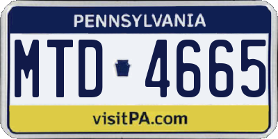 PA license plate MTD4665