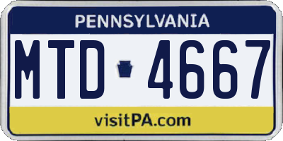 PA license plate MTD4667