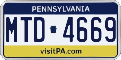 PA license plate MTD4669