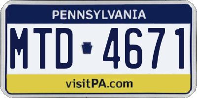 PA license plate MTD4671