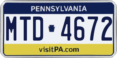 PA license plate MTD4672