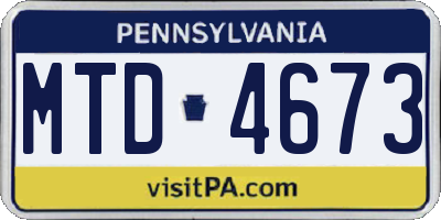 PA license plate MTD4673