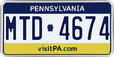PA license plate MTD4674