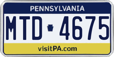 PA license plate MTD4675