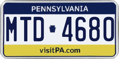 PA license plate MTD4680