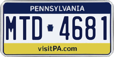 PA license plate MTD4681
