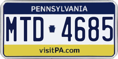 PA license plate MTD4685