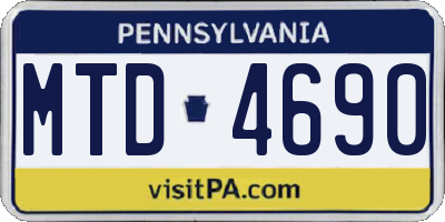PA license plate MTD4690