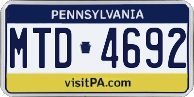 PA license plate MTD4692