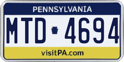 PA license plate MTD4694