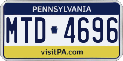 PA license plate MTD4696
