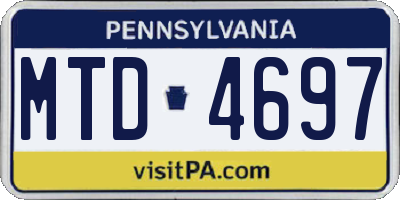 PA license plate MTD4697