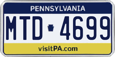 PA license plate MTD4699