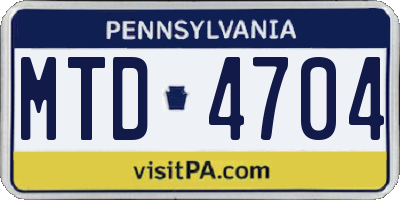 PA license plate MTD4704