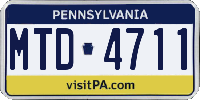 PA license plate MTD4711