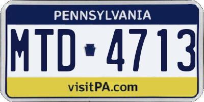 PA license plate MTD4713