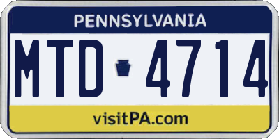 PA license plate MTD4714