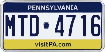 PA license plate MTD4716