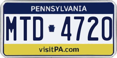 PA license plate MTD4720