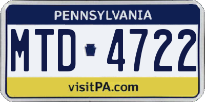 PA license plate MTD4722