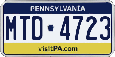 PA license plate MTD4723
