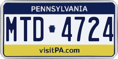 PA license plate MTD4724