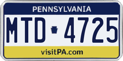 PA license plate MTD4725