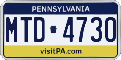 PA license plate MTD4730