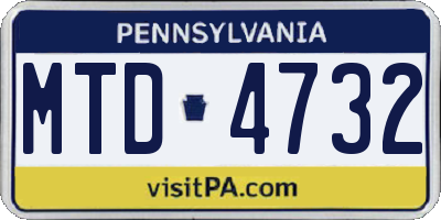 PA license plate MTD4732