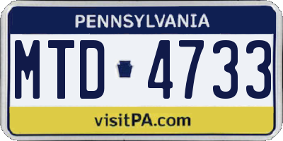 PA license plate MTD4733