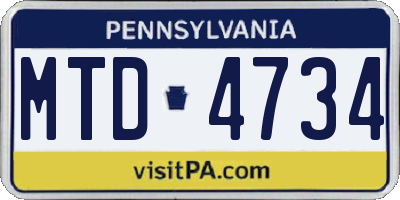 PA license plate MTD4734
