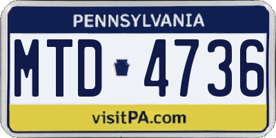 PA license plate MTD4736