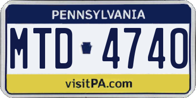 PA license plate MTD4740