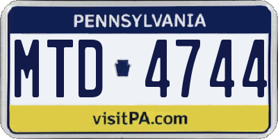PA license plate MTD4744