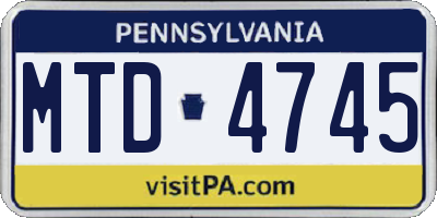 PA license plate MTD4745