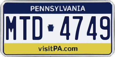 PA license plate MTD4749