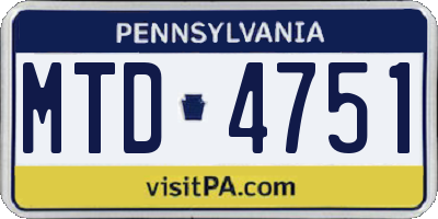 PA license plate MTD4751
