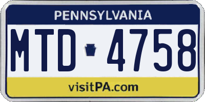 PA license plate MTD4758