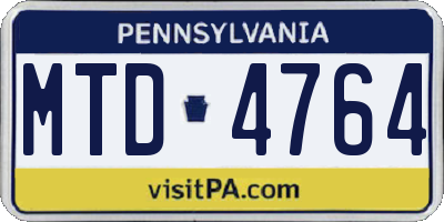 PA license plate MTD4764