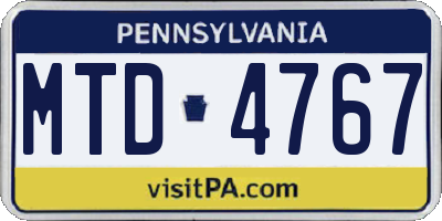 PA license plate MTD4767