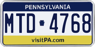 PA license plate MTD4768