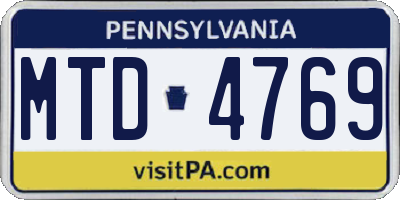 PA license plate MTD4769