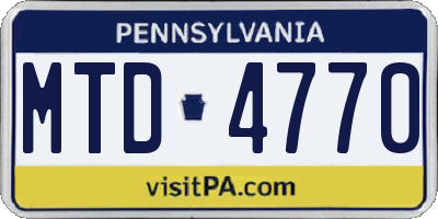 PA license plate MTD4770