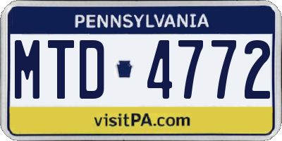 PA license plate MTD4772