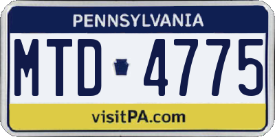 PA license plate MTD4775