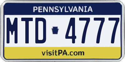 PA license plate MTD4777