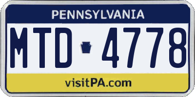 PA license plate MTD4778