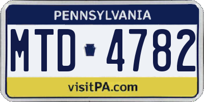 PA license plate MTD4782